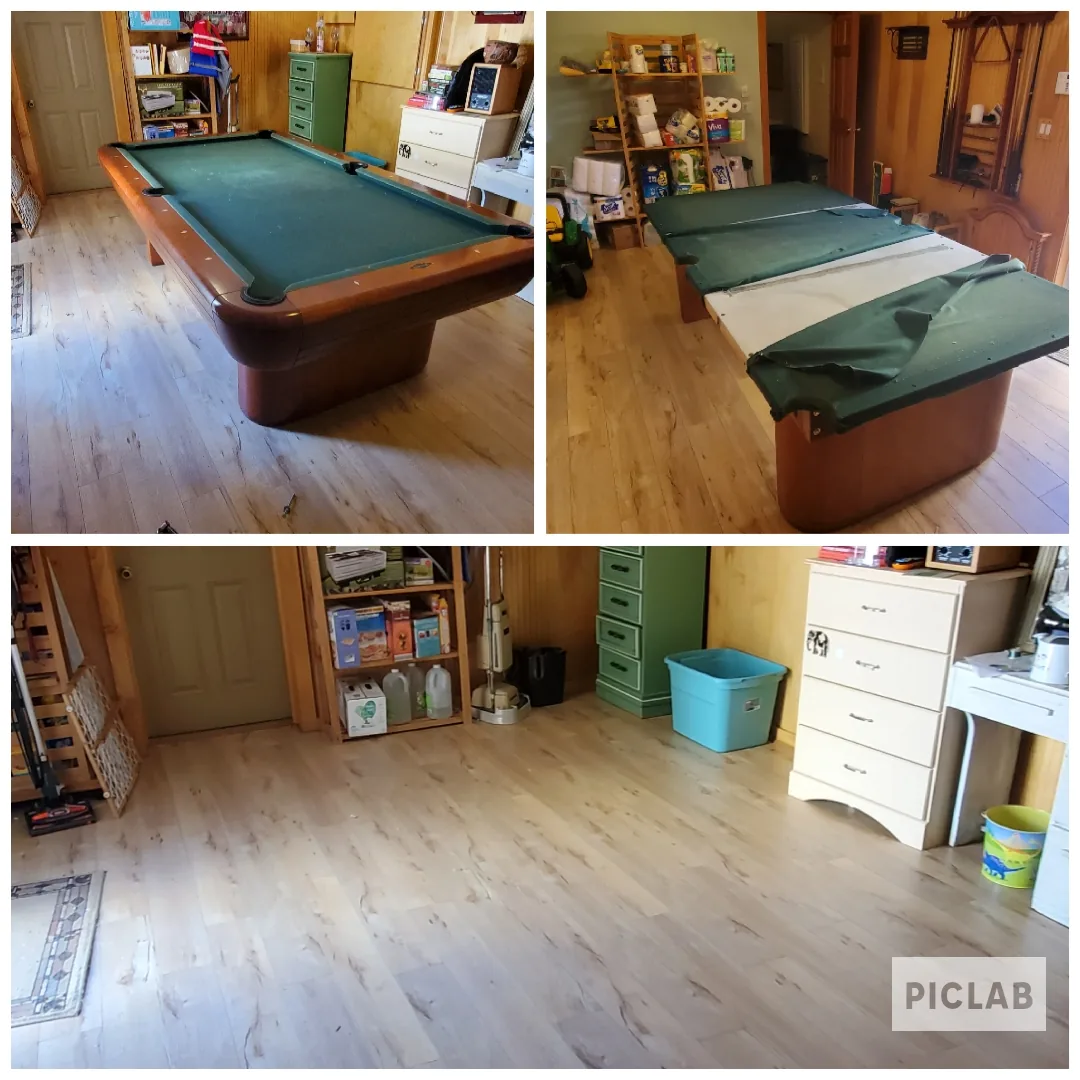 Ping Pong, Air Hockey & Arcade Game Removal Game room with a table before, and the empty room after removal by Extreme Junk Removal, serving Palm Coast to New Smyrna Beach